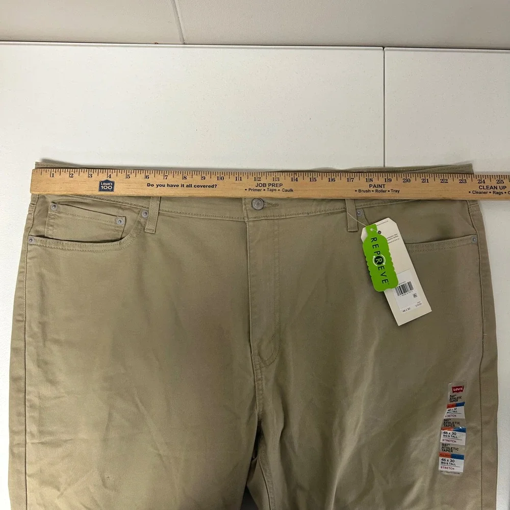 Levi's 541 Athletic Taper Pants Mens 46x30 Khaki Tan All Seasons Tech